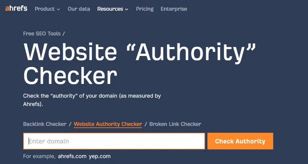 Ahrefs free domain authority Checker