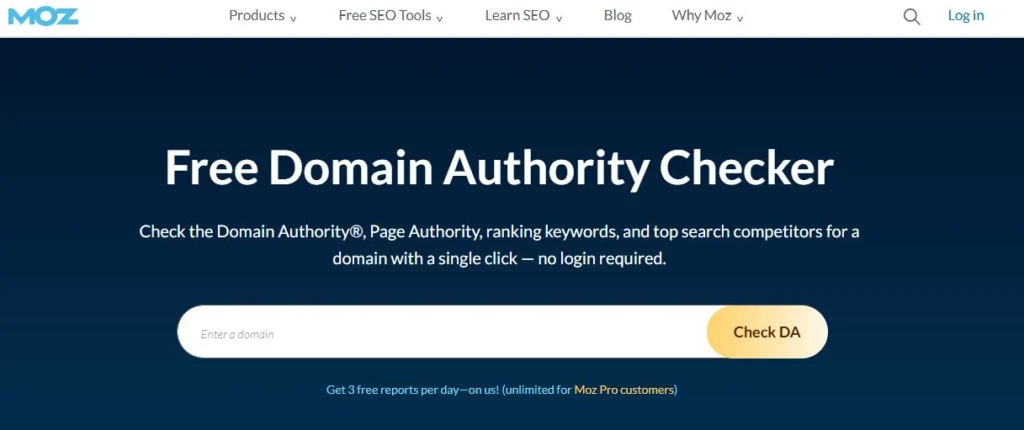Moz Domain Authority Chacker Tool